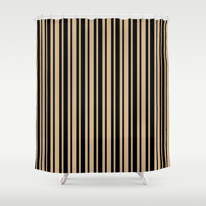 Tan Brown And Black Vertical Var Size, Brown Striped Shower Curtain
