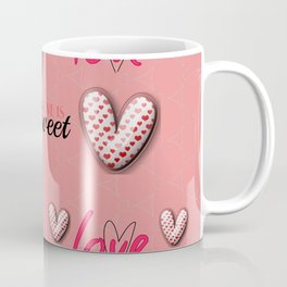 love Is Sweet - Love Hearts Pattern Coffee Mug