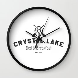 Crystal Lake Bed and Breakfast, Former Camp Crystal, Est.1980, Design for Wall Art, Posters, Tshirts, Men, Women, Kids Wall Clock