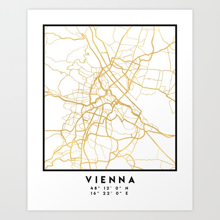 Vienna Austria City Street Map Art Art Print By Deificusart Society6