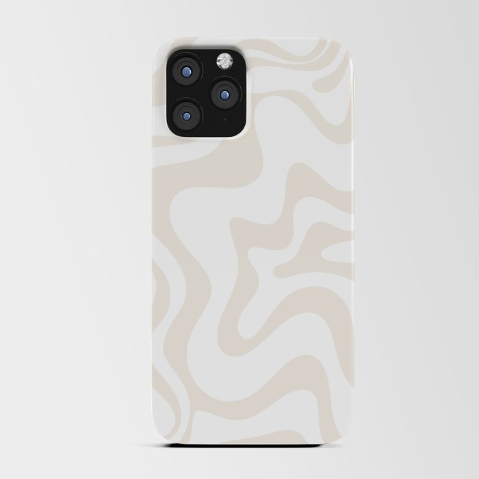 Liquid Swirl Abstract Pattern in Pale Beige and White iPhone Card Case