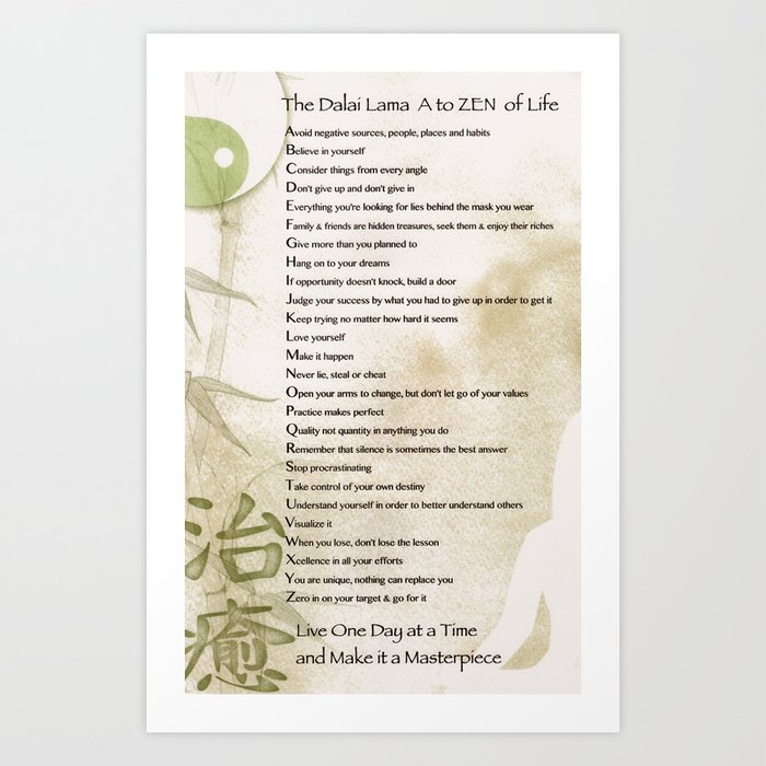 Inspirational Typography Wall Art Meditating Dalai Lama A To Zen Of Life Art Print By Desideratasuperstore Society6 Inspirational Typography Wall Art Meditating Dalai Lama A To Zen Of Life Art Print By Desideratasuperstore Society6