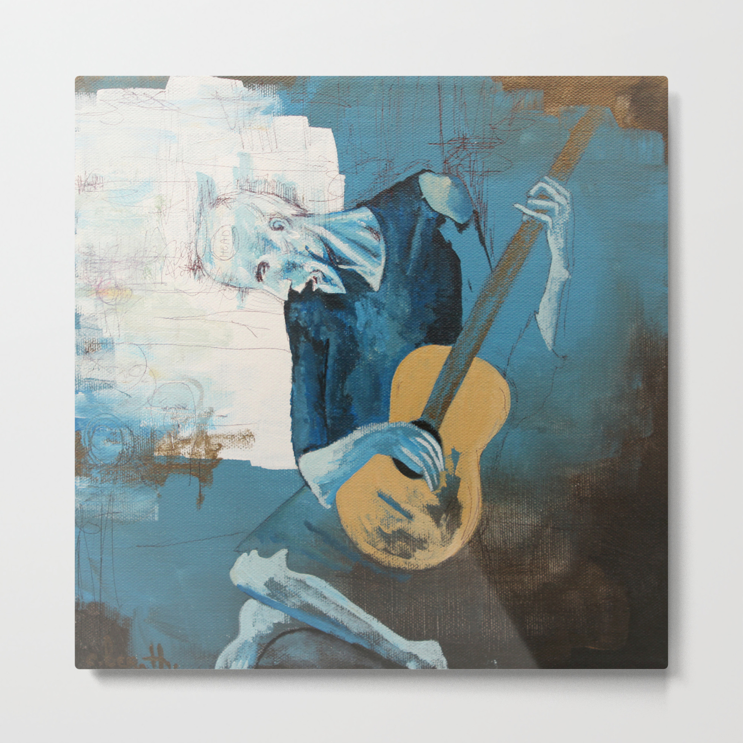 Old Guitarist (a Picasso study) Metal Print by chadberoth | Society6