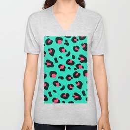 Coral & Seafoam Leopard V Neck T Shirt