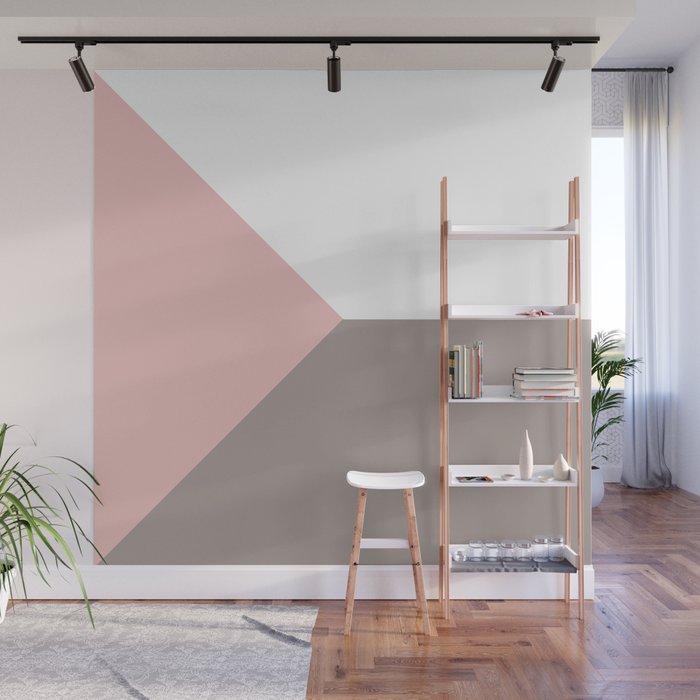 Pink Grey White Abstract Geometric Art Wall Mural By Koovox Society6 - Pink Grey And White Wall Art Pink Grey White Abstract Geometric Art Wall Mural By Koovox Society6 - Pink Grey And White Wall Art