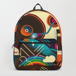 Goodtime Party Music Retro Rainbow Turntable Graphic Backpack