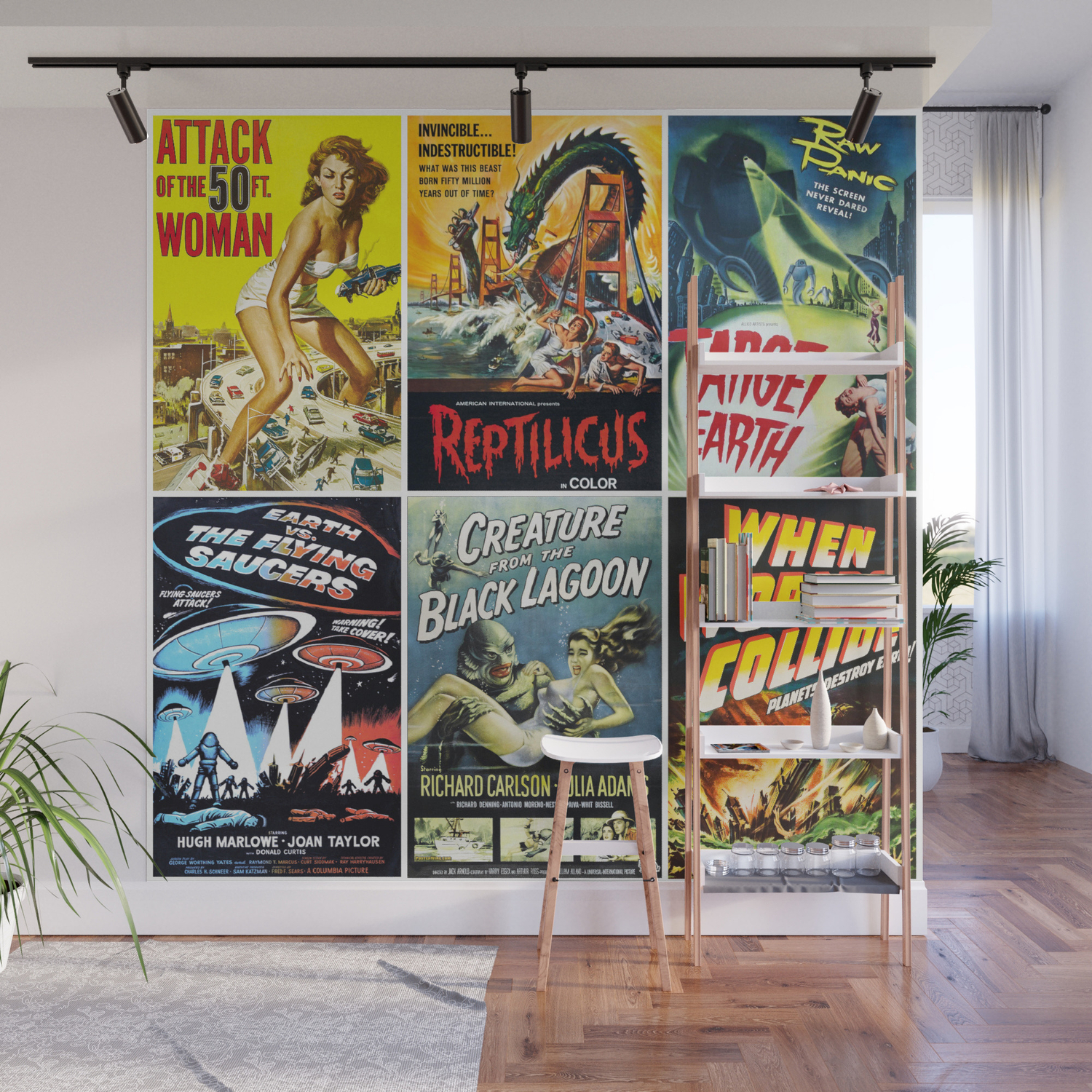50s Sci Fi Movie Poster Collage 1 Wall Mural By Rockettgraphics Society6