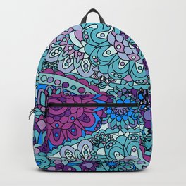 1960's Paisley Hippie Pattern in Blue, Purple, Green Backpack