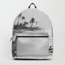 Back and white surf beach photo Backpack