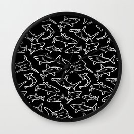 Shark PatternBlack Wall Clock