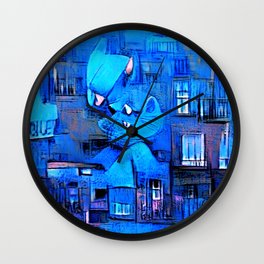 Blue Cat Wall Clock