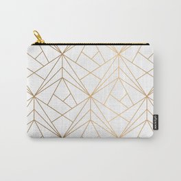 Geometric Gold Pattern With White Shimmer Carry-All Pouch