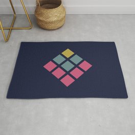 Classic Colorful Abstract Minimal Retro Style Rubix Cube Rug