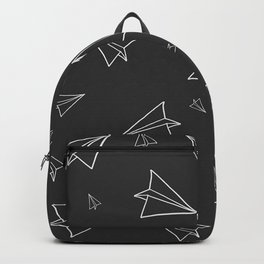 Paper Airplane Pattern | Line Drawing | Black Background Backpack