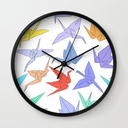 Japanese Origami paper cranes symbol of happiness, luck and longevity Wall Clock