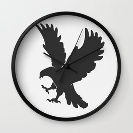 vector silhouette flying eagle on a white background Wall Clock