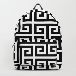 Large Black and White Greek Key Pattern Backpack