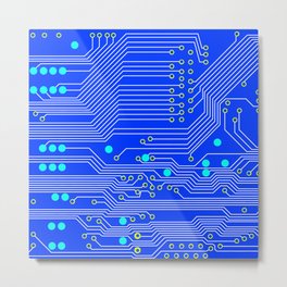 Blue Circuit Board  Metal Print
