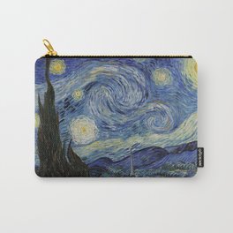 The Starry Night by Vincent van Gogh 1889 // Abstract Brush Stroke Detail Mountains Stars City Scene Carry-All Pouch