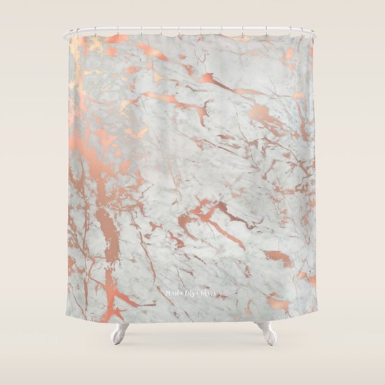 Rose gold marble Shower Curtain by martaolgaklara Society6