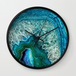 Aqua turquoise agate mineral gem stone Wall Clock
