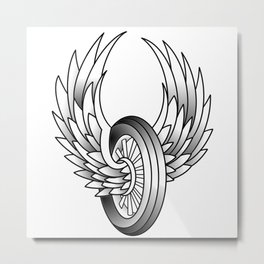 Winged Motorcycle Wheel Metal Print | Illustration, Wingedwheel, Bike, Digital, Black And White, Graphicdesign, Choppers, Forever2Wheels, Ftw, Motorcycle 