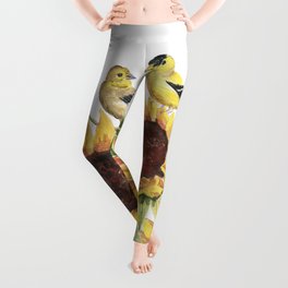Sunflowers and Goldfinch  Leggings