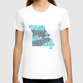 Meet Me In St. Louis - Teal & Red. T Shirt