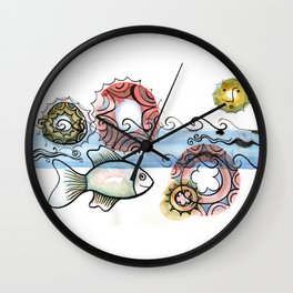 Life on the Earth - The Ocean "Figurative Drawings" Wall Clock