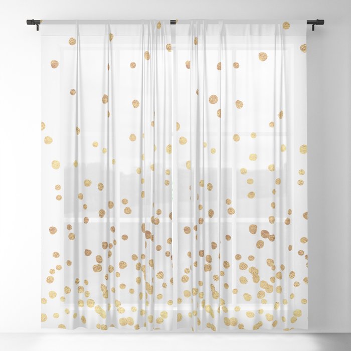 Floating Dots Gold On White Sheer Curtain By Fancy As Society6 Floating Dots Gold On White Sheer, White Gold Curtains