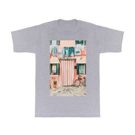 Bike in Italy Pink City Photography T Shirt | Dorm, Blush, Vintage, Bicycle, Bike, Italian, Romantic, France, Italy, Rome 