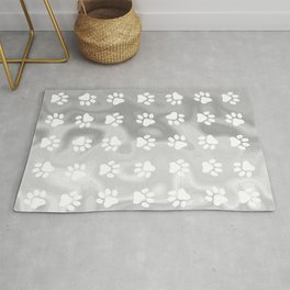 Puppy Paw Print Abstract Grey Rug