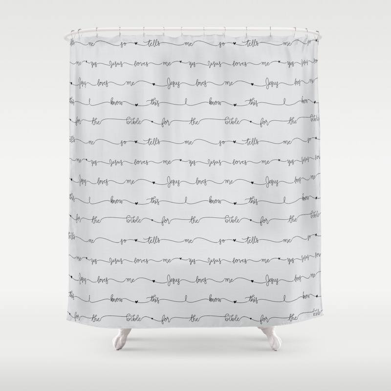 Jesus Loves Me Grey Handwritten Lyrics Shower Curtain By New Branch Studio Society6