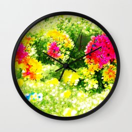Bright Flowers Summer Wall Clock