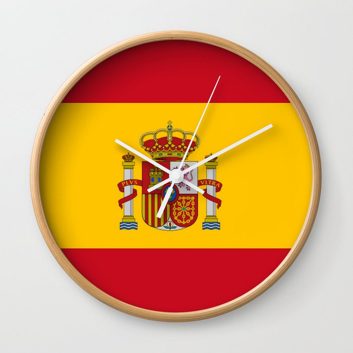 Flag Of Spain Spain Flag Flag Of Spain Espana Spanish Espanol Castellano Madrid Barcelona Wall Clock By Oldking Society6