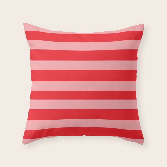 (Striped Accent Pillows) - Cool Red Pink Pattern Throw Pillow