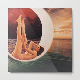 Quiverish Stargaze 1 Metal Print | Woman, Night, Quiver, Collage, Art, Ocean, Surreal, Stars, Surrealism, Quivering 