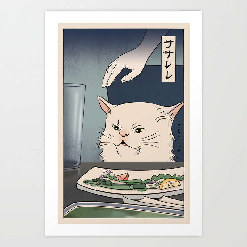 Woman Yelling At Cat Meme Ukiyoe Style 2 In Series Of 2 Art Print Art Print By Griffinisland Society6