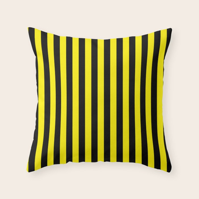 Yellow Black Decorative Striped Pillow - Cool Striped Accent Throw Pillow