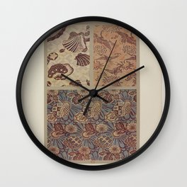 Verneuil - Japanese paper and fabric designs (1913) - 26: Shells; cranes; chrysanthemums; sunflowers Wall Clock