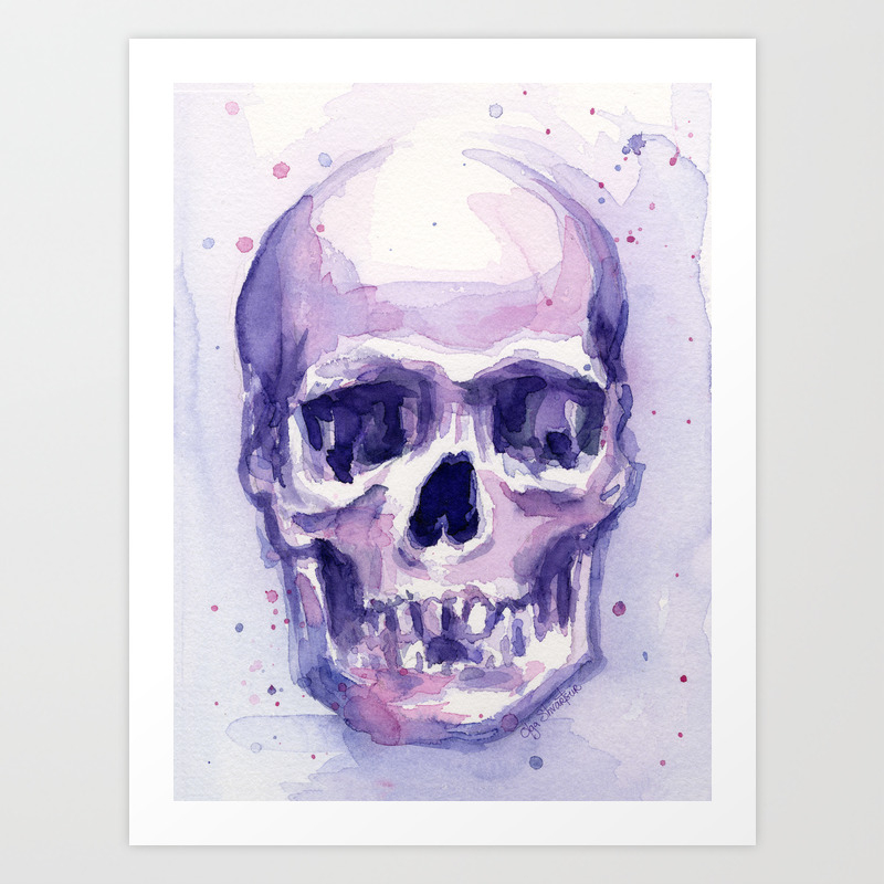 Skull Watercolor Skulls Art Print By Olechka Society6