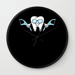 Smiling cartoon tooth dental floss Lazy Costume for Dentist  Wall Clock