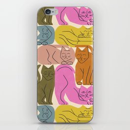 Stack of Cats No. 1 iPhone Skin | Drawing, Bright, Cute, Colorful, Stretching, Adorable, Pet, Boho, Pink, Pattern 