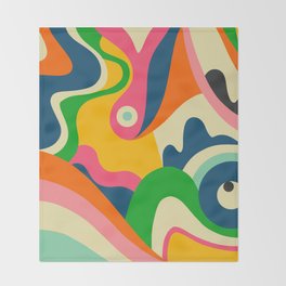 Colorful Mid Century Abstract  Throw Blanket
