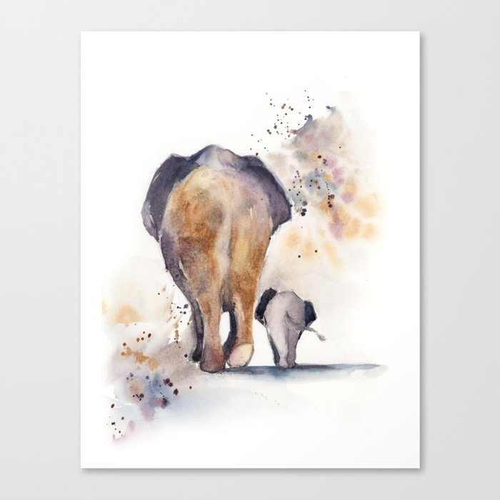 Mom And Baby Elepfants Canvas Print By Canotstop Society6