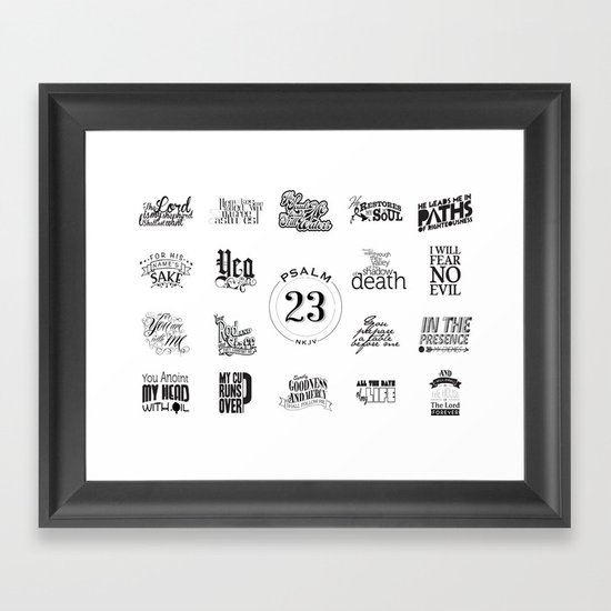 Typography Motivational Christian Bible Verses Poster Psalm 23
