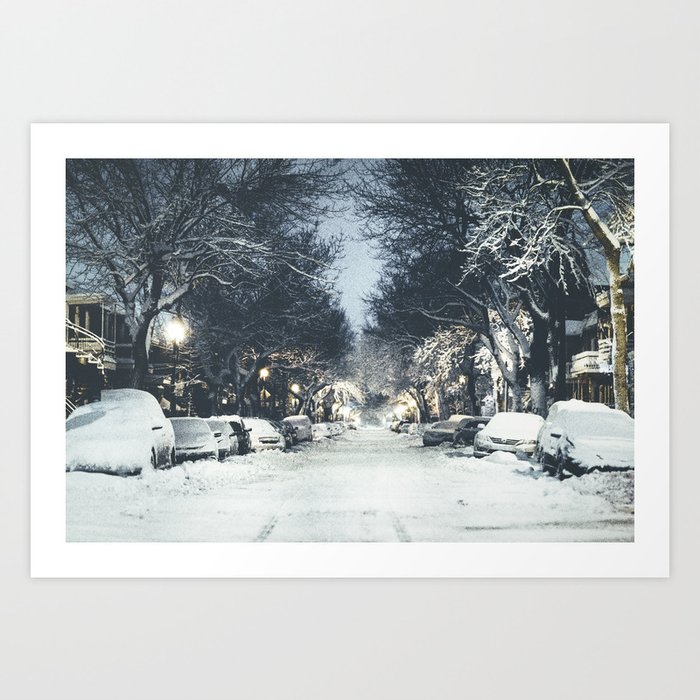 Montreal Snowy Winter Street Art Print By Simonsaroche Society6
