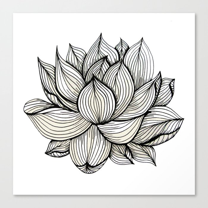 Lotus Flower Black And White Nature Organic Design Drawing Abstract Unique Lines Pattern Canvas Print By Treelovergirl Society6 Popular painting black white draw of good quality and at affordable prices you can buy on aliexpress.
