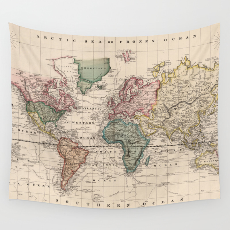 world map tapestry