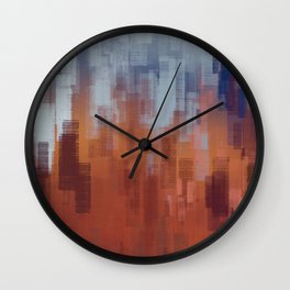 Abstract painting backdrop on concrete wall. Colorful patterns hand painted on flat surface. Painted rough surface. Brush strokes. Wall Clock